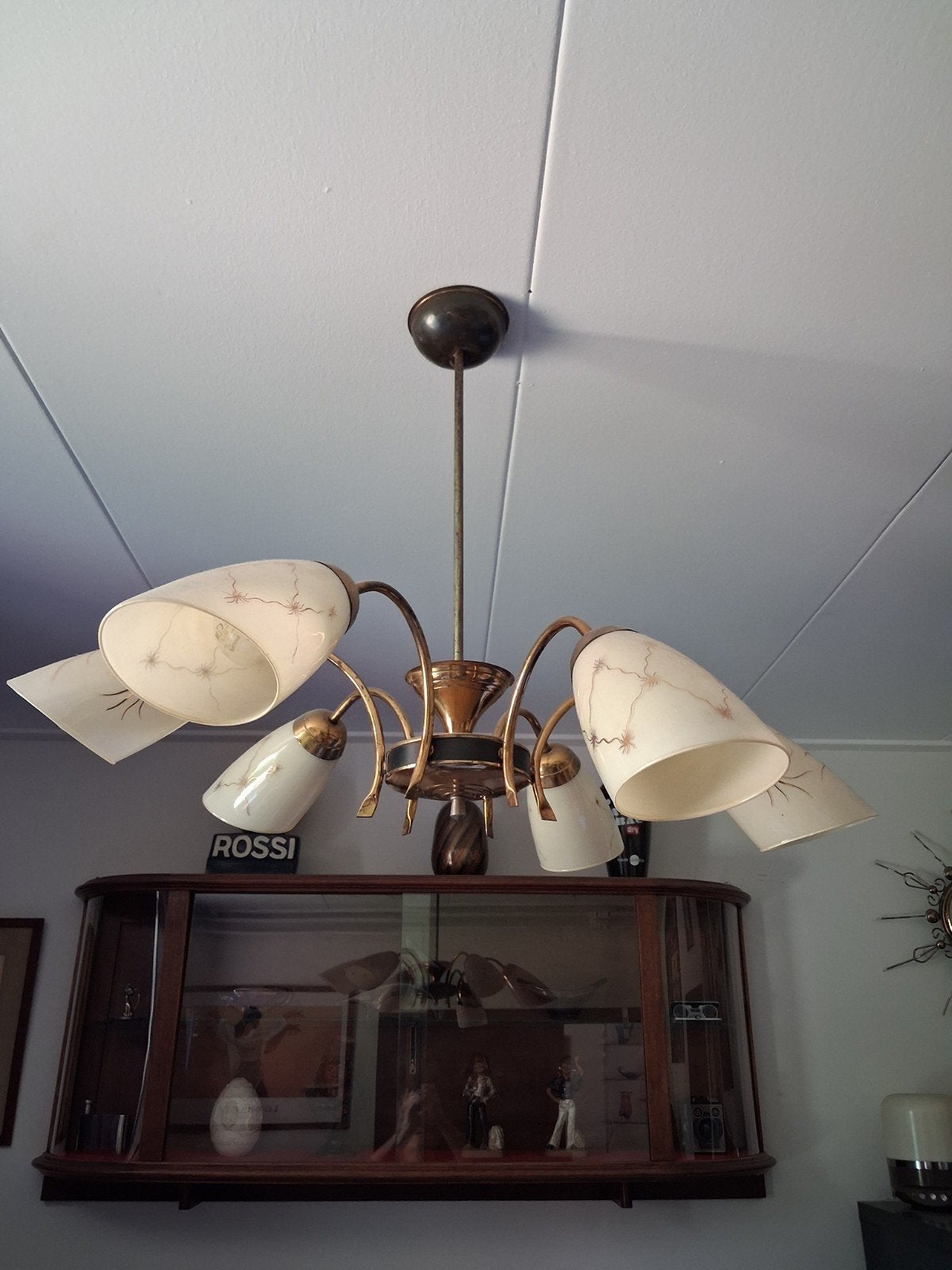 Vintage Sputnik Kroonluchter Jaren '50/'60 - 6 Kelken, Antiek en Kunst, Ophalen of Verzenden