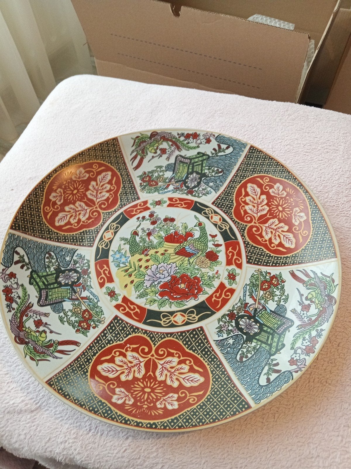 Decoratieve Oosterse wandbord met Pauwen en Bloemen, Ophalen of Verzenden