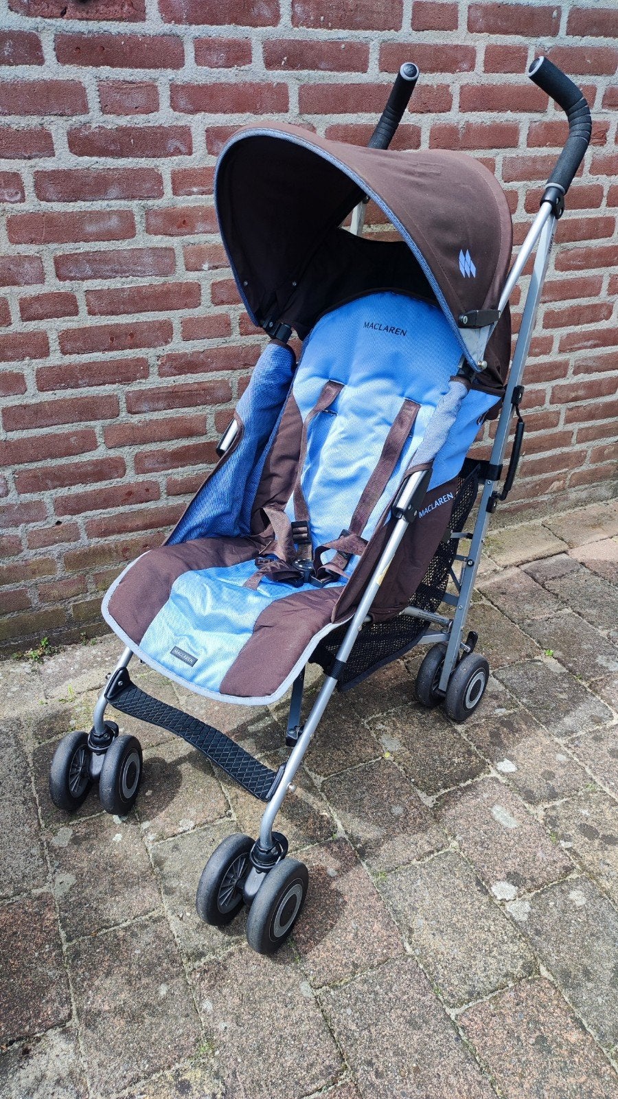Maclaren Quest buggy - Blauw/Bruin, Kinderen en Baby's, Buggy's, Ophalen, Gebruikt, Maclaren, Zonnekap