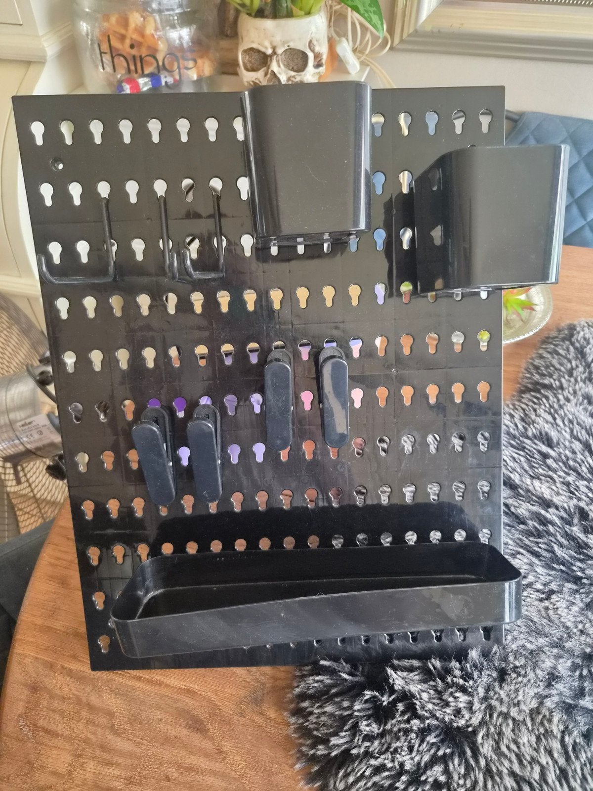 Zwart Pegboard met Accessoires - Opbergsysteem, Ophalen, Kunststof, Modern, Gebruikt
