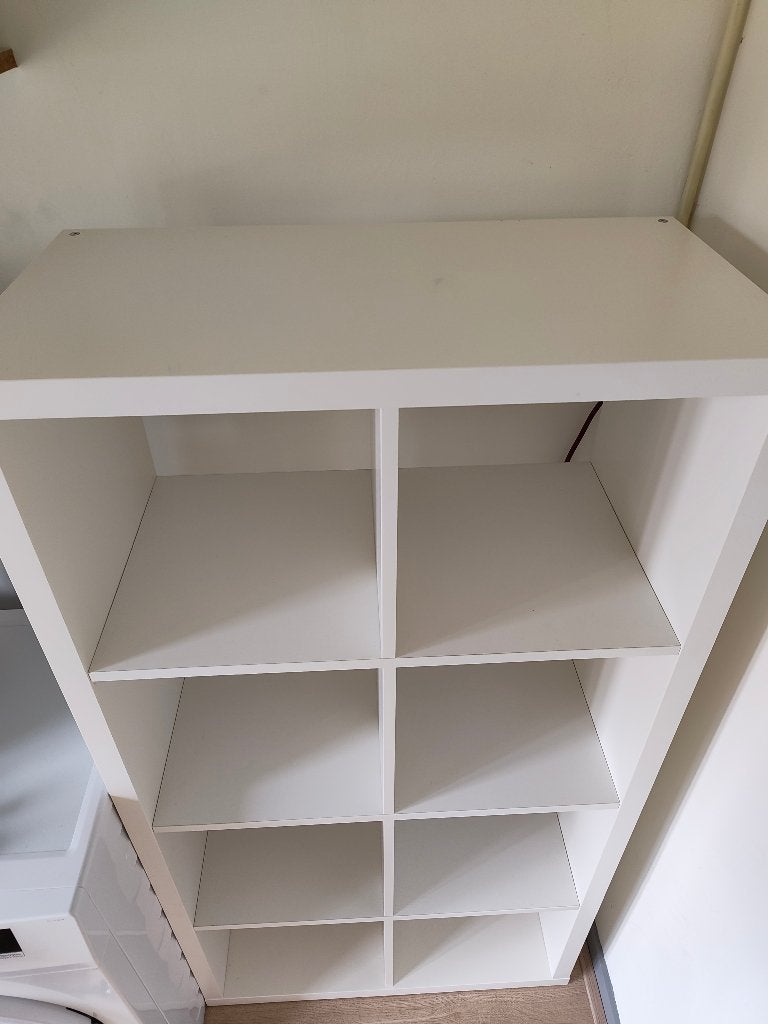 Kallax kast 8 vakken incl Linnmon tafelblad en poten, Ophalen, Gebruikt, 50 tot 100 cm, 25 tot 50 cm
