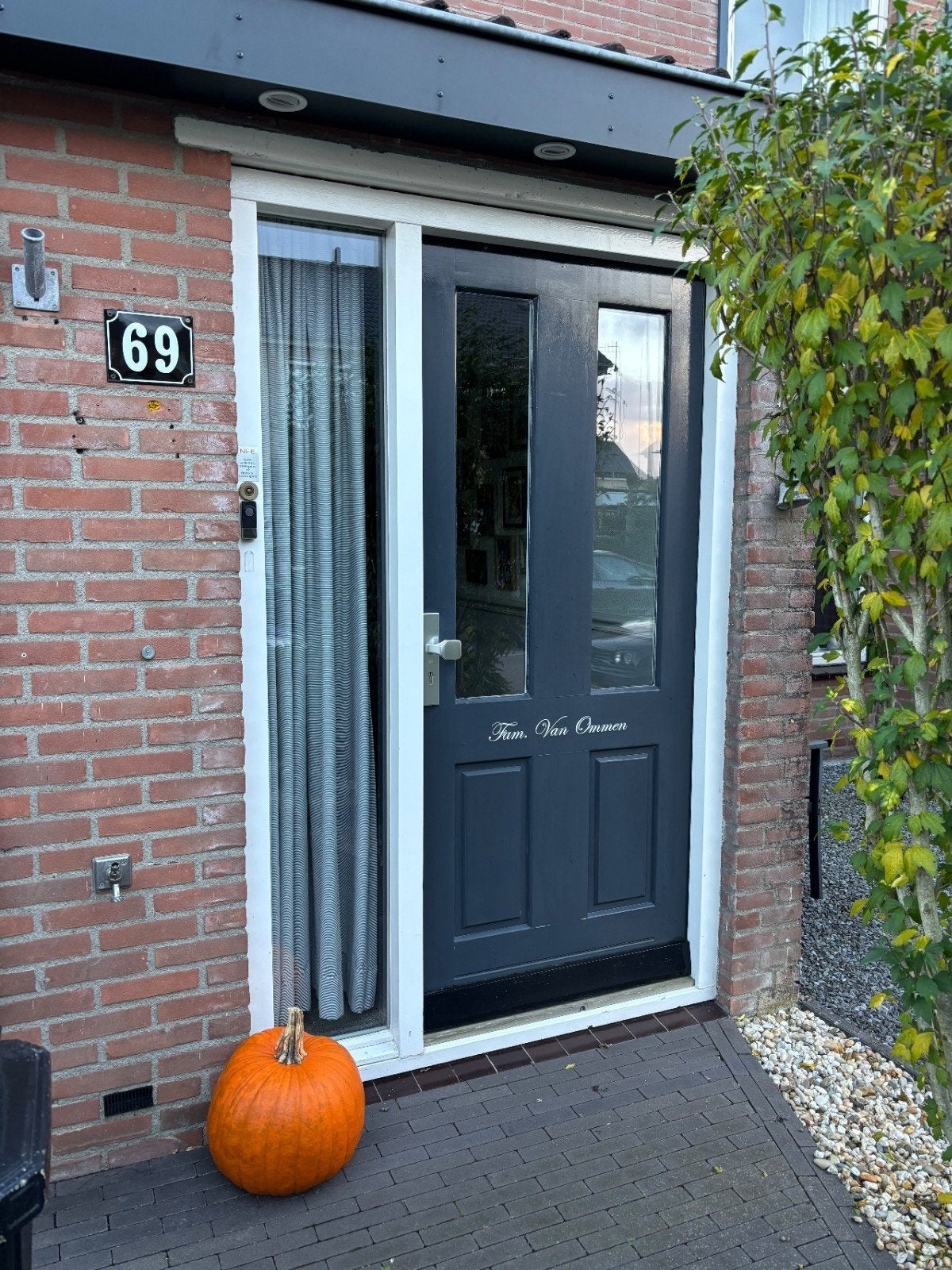 Houten voordeur met glas, 211x92.5 cm 3 punts sluiting, Gebruikt, 80 tot 100 cm, Ophalen of Verzenden, Buitendeur