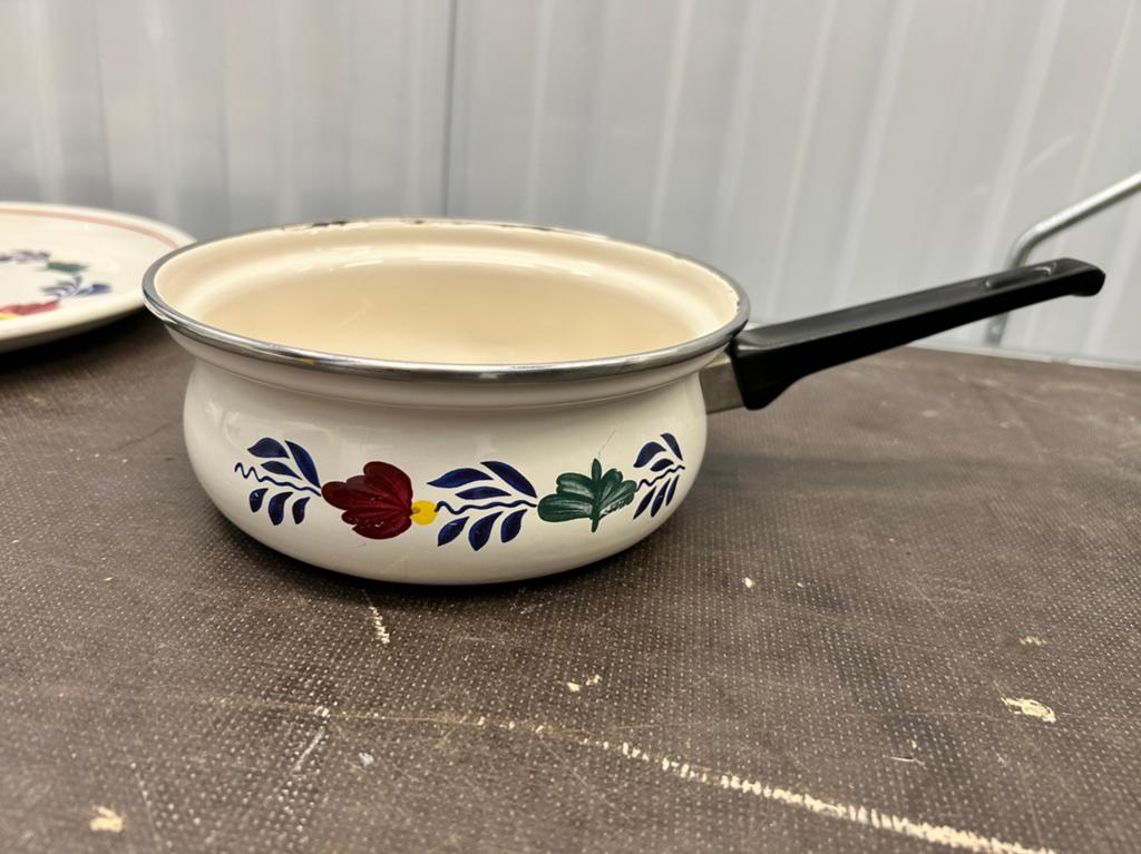 Vintage Boerenbont steelpannetje - Emaille, Kookpan of Snelkookpan, Overige materialen, Gebruikt, Div