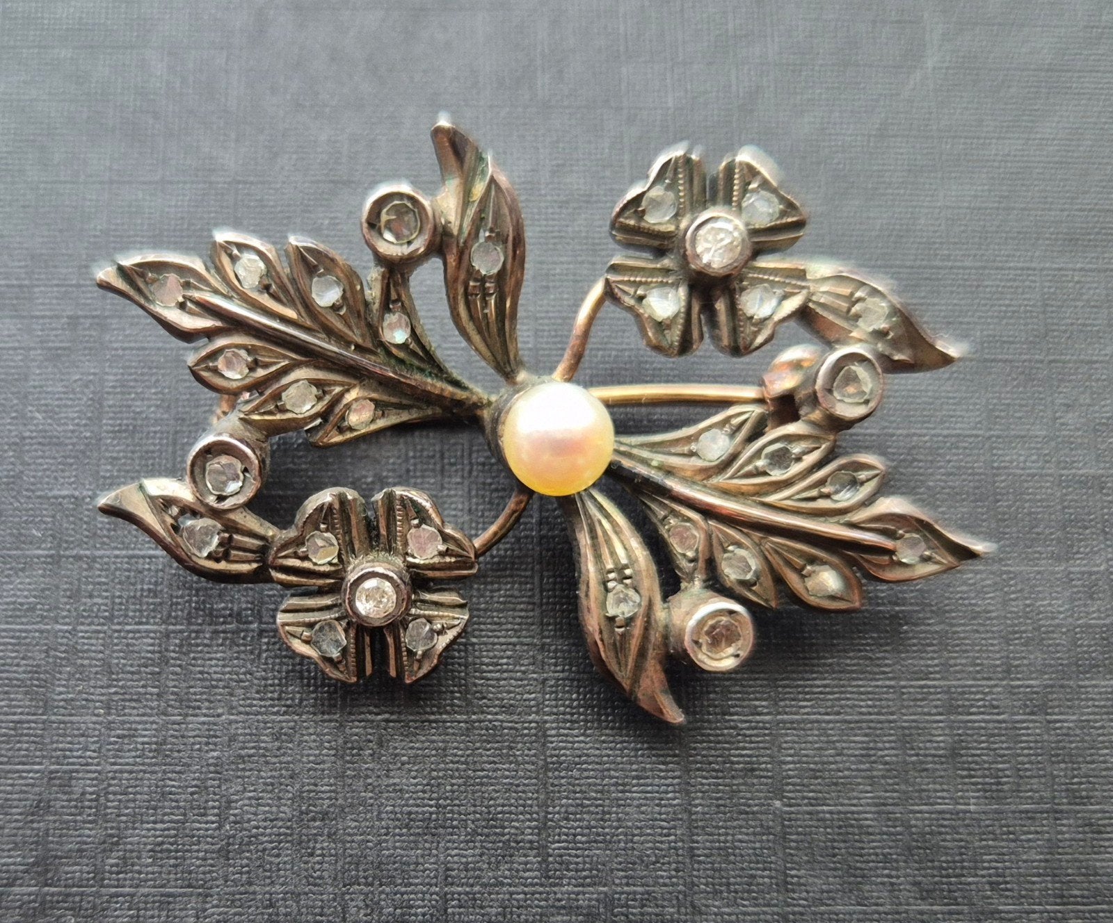 Vergulde antieke broche, Ophalen of Verzenden, Zilver, Broche, Verguld