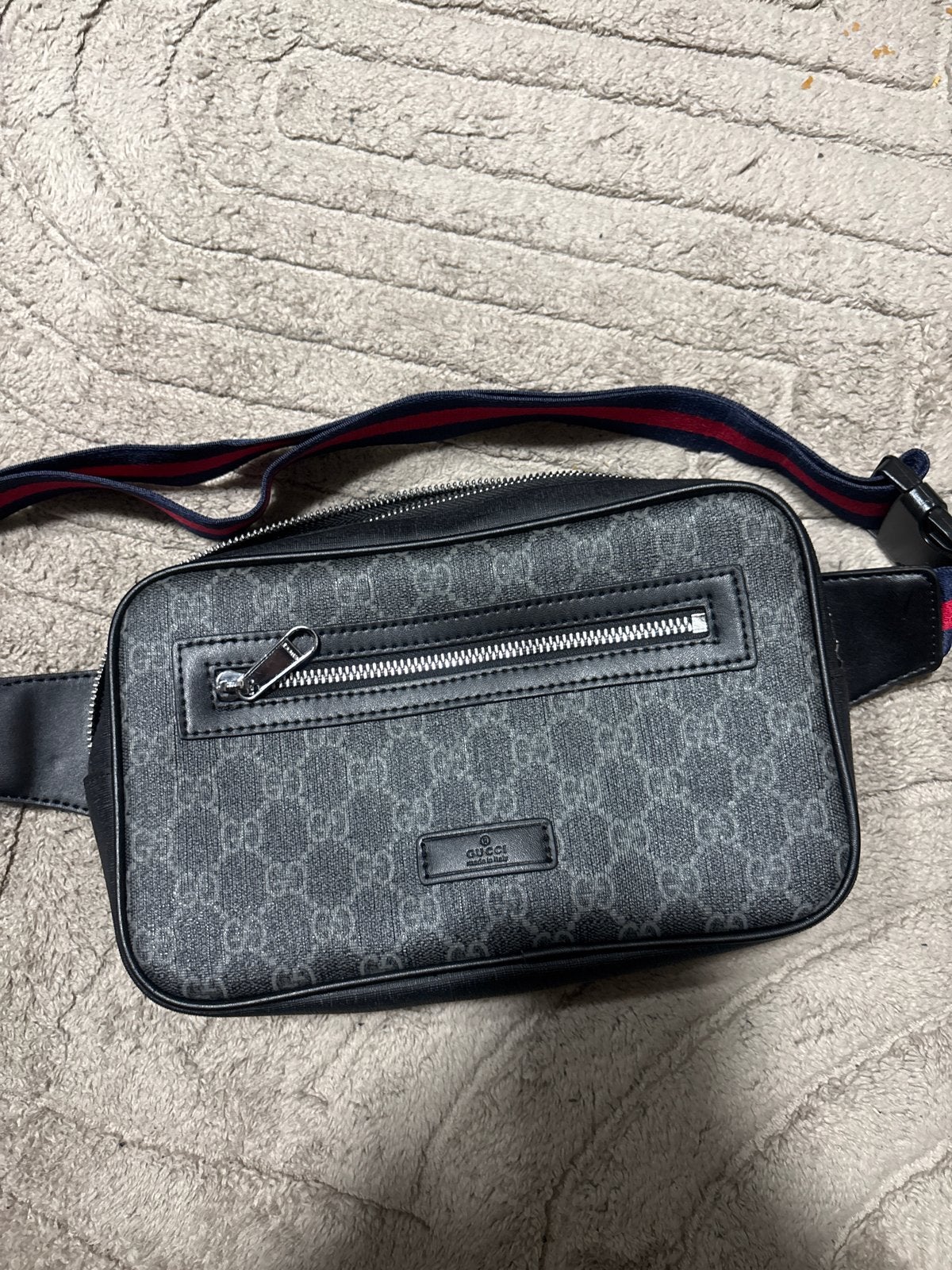 Originele Gucci heuptas/crossbody tas met GG Supreme canvas, Ophalen of Verzenden, Gebruikt, Zwart