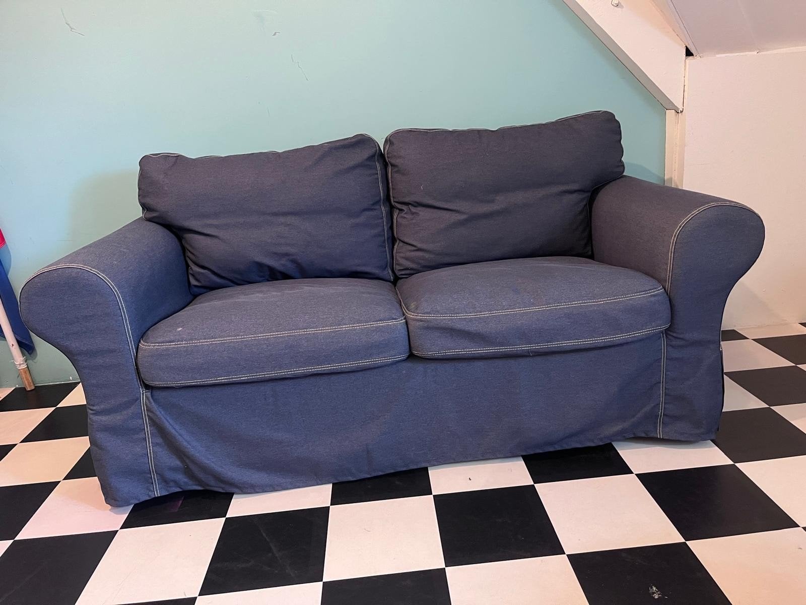 Ikea Ektorp 2-zits bank blauw, Ophalen, Gebruikt, 150 tot 200 cm, Tweepersoons