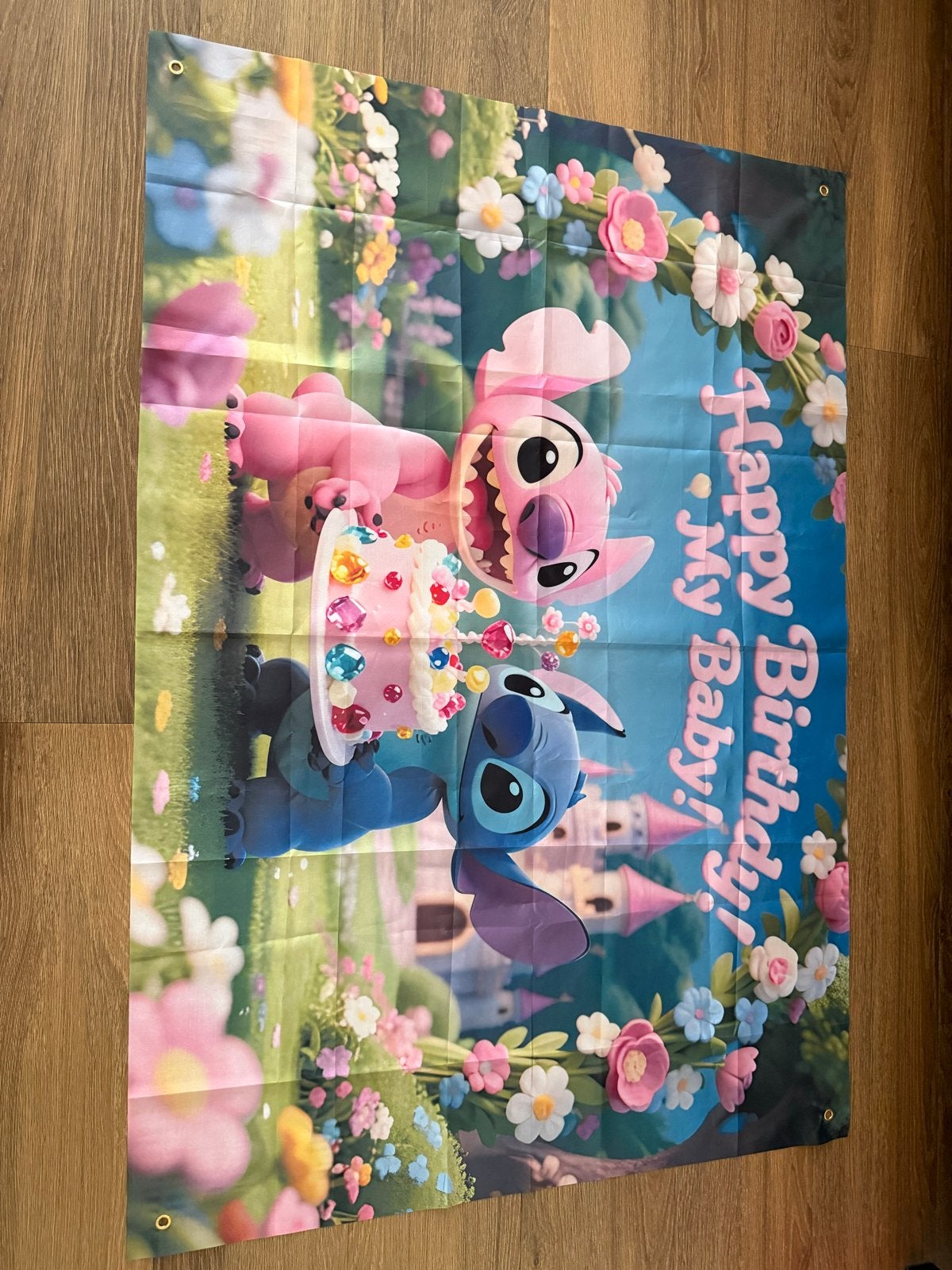 Stitch & Angel Verjaardagsbanner - Happy Birthday My Baby!, Ophalen, Nieuw, Versiering, Verjaardag