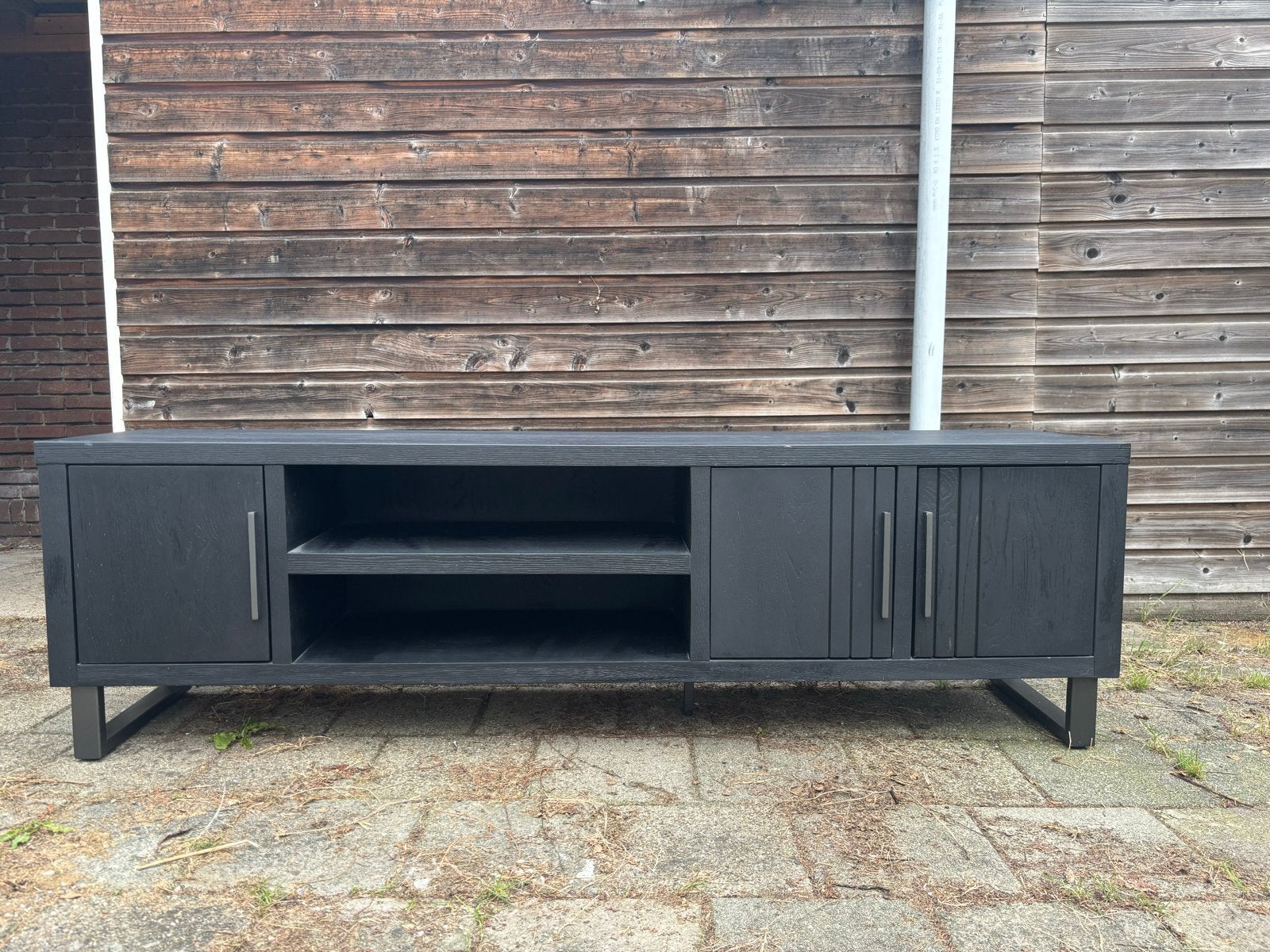 Zwart TV-dressoir met LED verlichting - 200x42cm