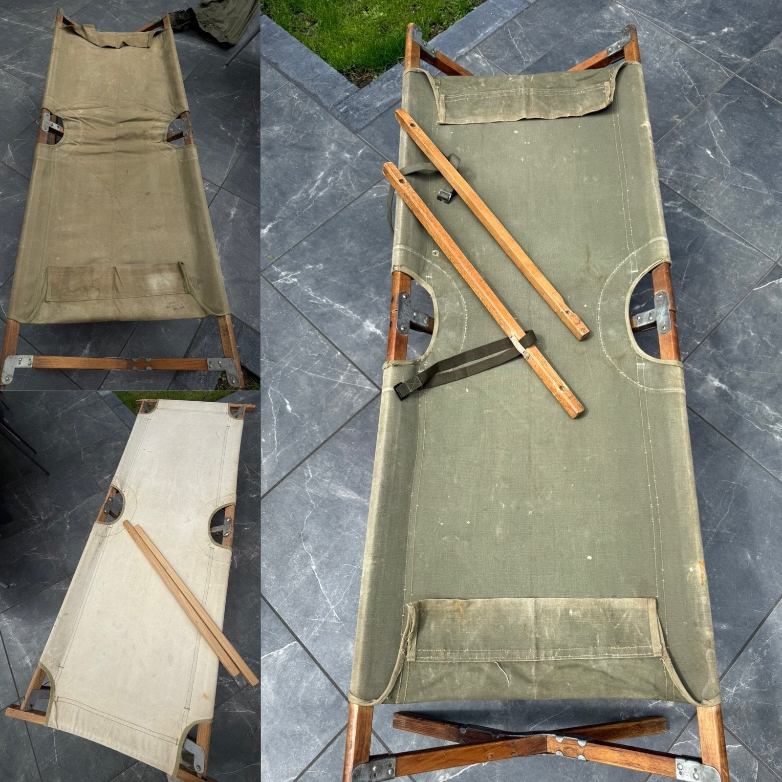 3 Originele gedateerde WW2 veldbedden US Army, Verzamelen, Ophalen of Verzenden, Amerika