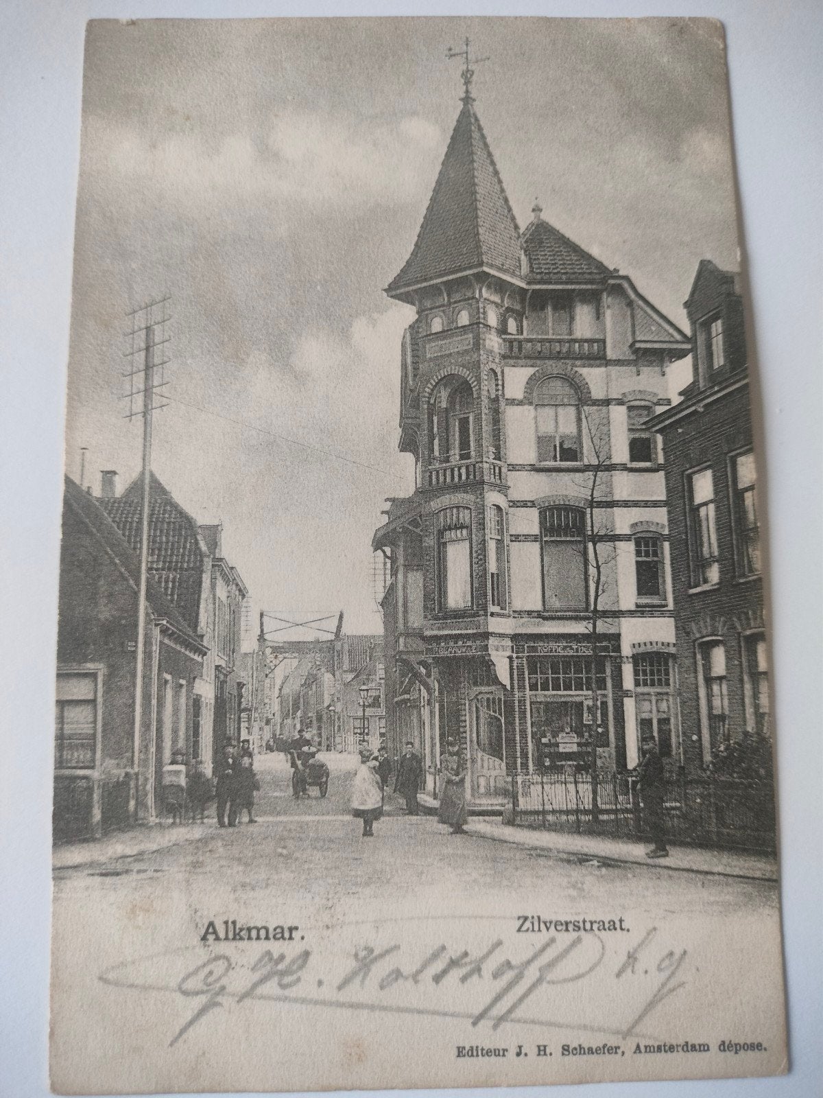 Ansichtkaart Alkmaar Zilverstraat - Gelopen (1904), Ophalen of Verzenden, Voor 1920, Gelopen, Noord-Holland