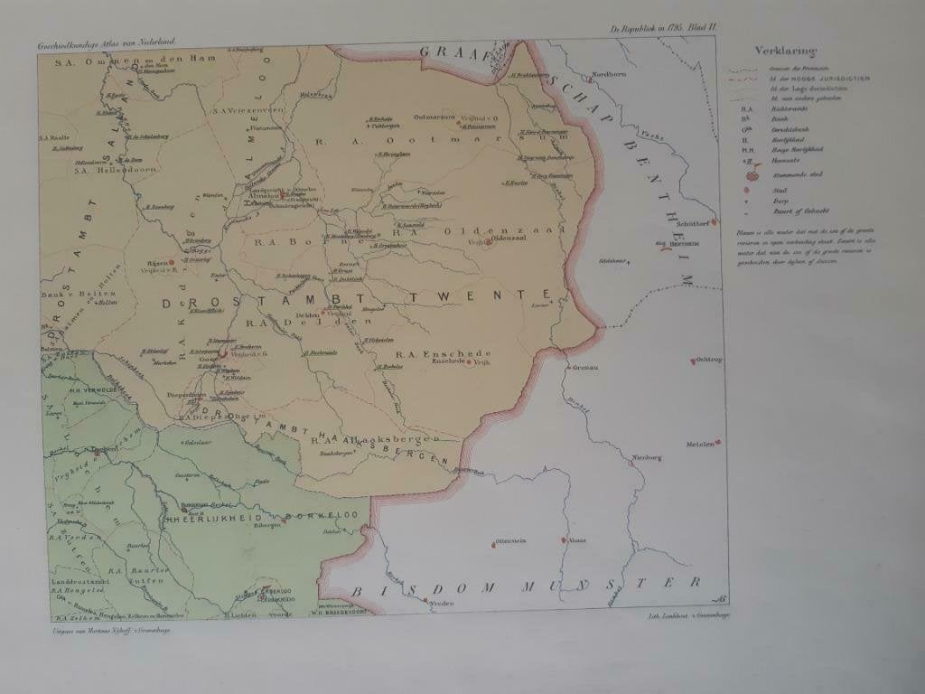 B122/ Plattegrond van Salland & Twente in 1795, Antiek en Kunst, Ophalen of Verzenden