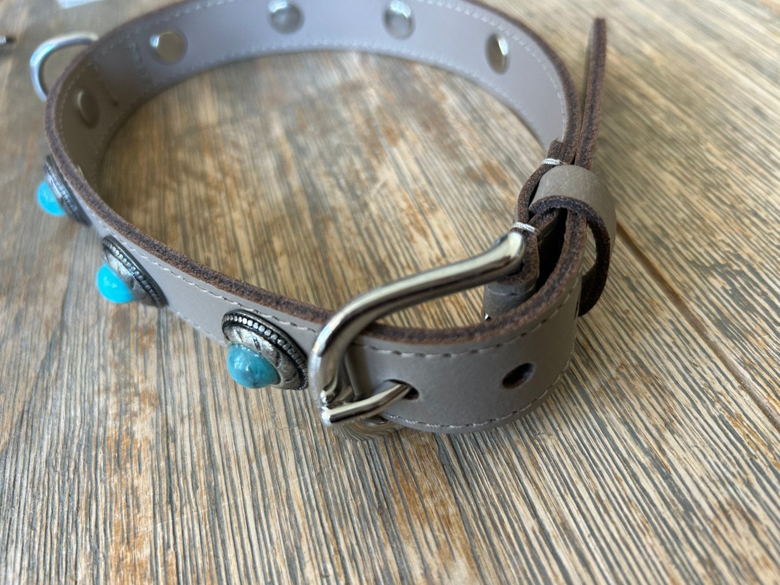 Leren hondenhalsband met turquise stenen, Ophalen of Verzenden, Nieuw