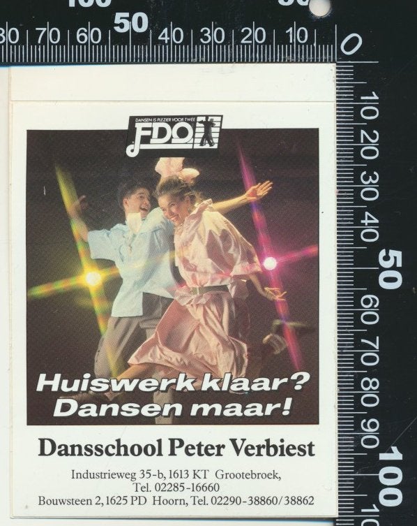 Sticker: Dansschool Peter Verbiest - Grootebroek (1), Verzamelen, Ophalen of Verzenden, Zo goed als nieuw, Bedrijf of Vereniging