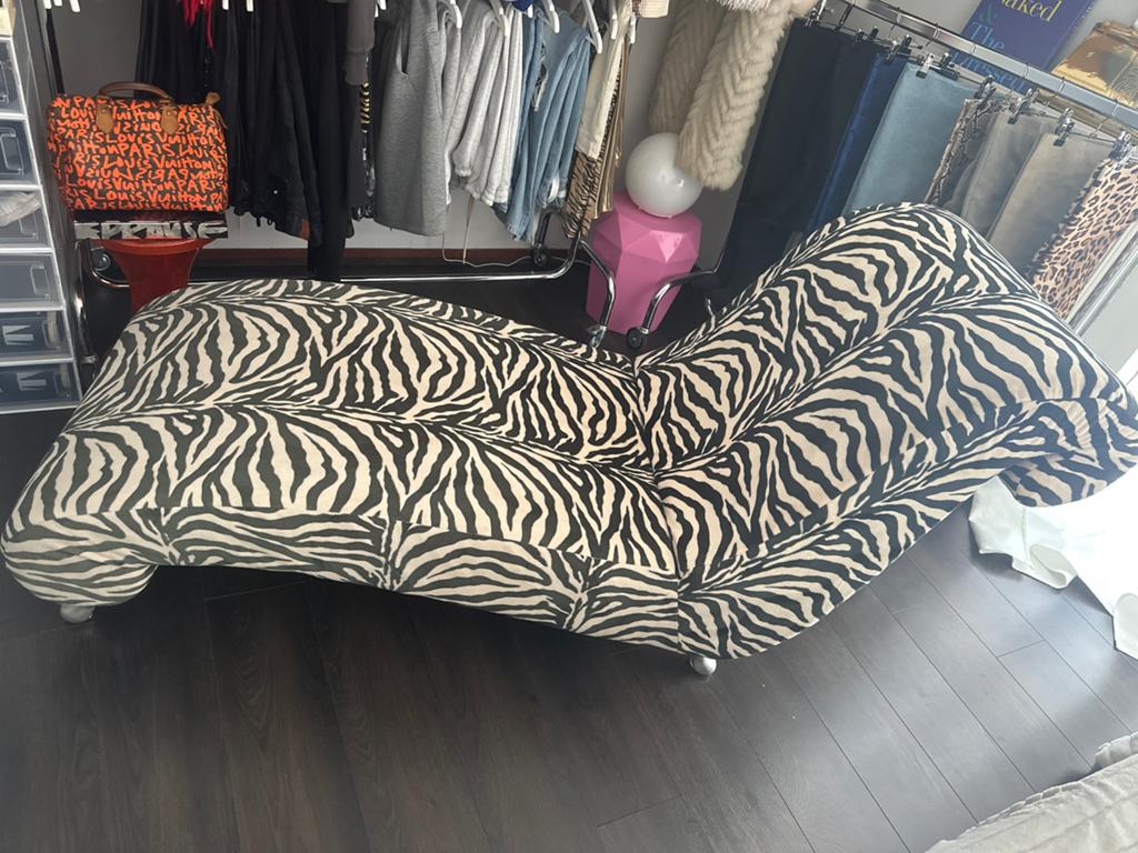 Zebraprint Chaise Longue - Stijlvolle Ligbank, Ophalen, Gebruikt, Eenpersoons, Minder dan 150 cm