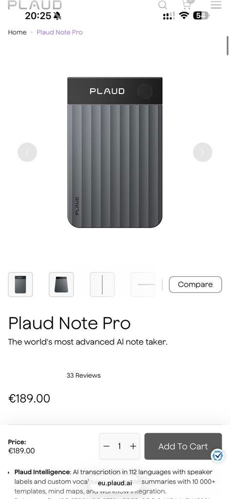 Plaud Note Pro - Geavanceerde AI Notulist, Ophalen of Verzenden, Nieuw
