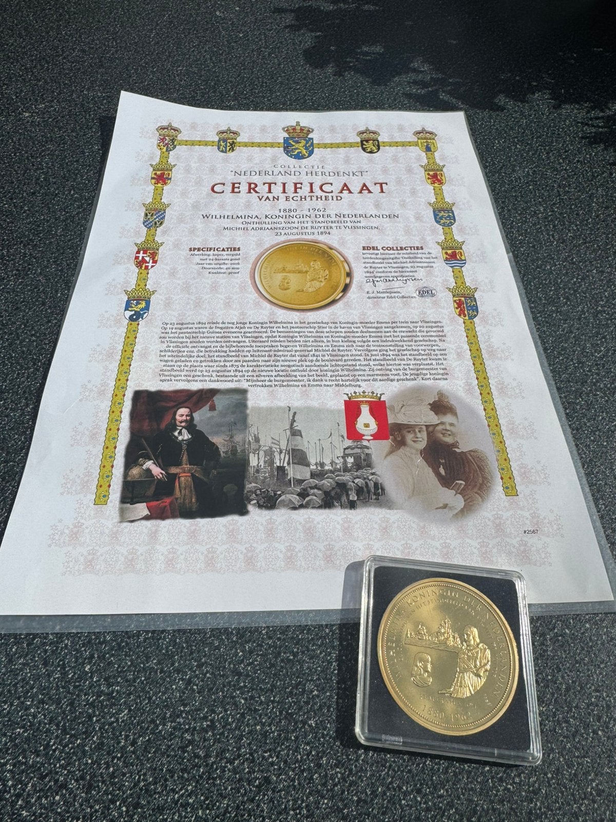 Herdenkingsmunt Kon. Wilhelmina 1880–1962) – met certificaat, Postzegels en Munten, Munten | Nederland, Koningin Wilhelmina, Losse munt