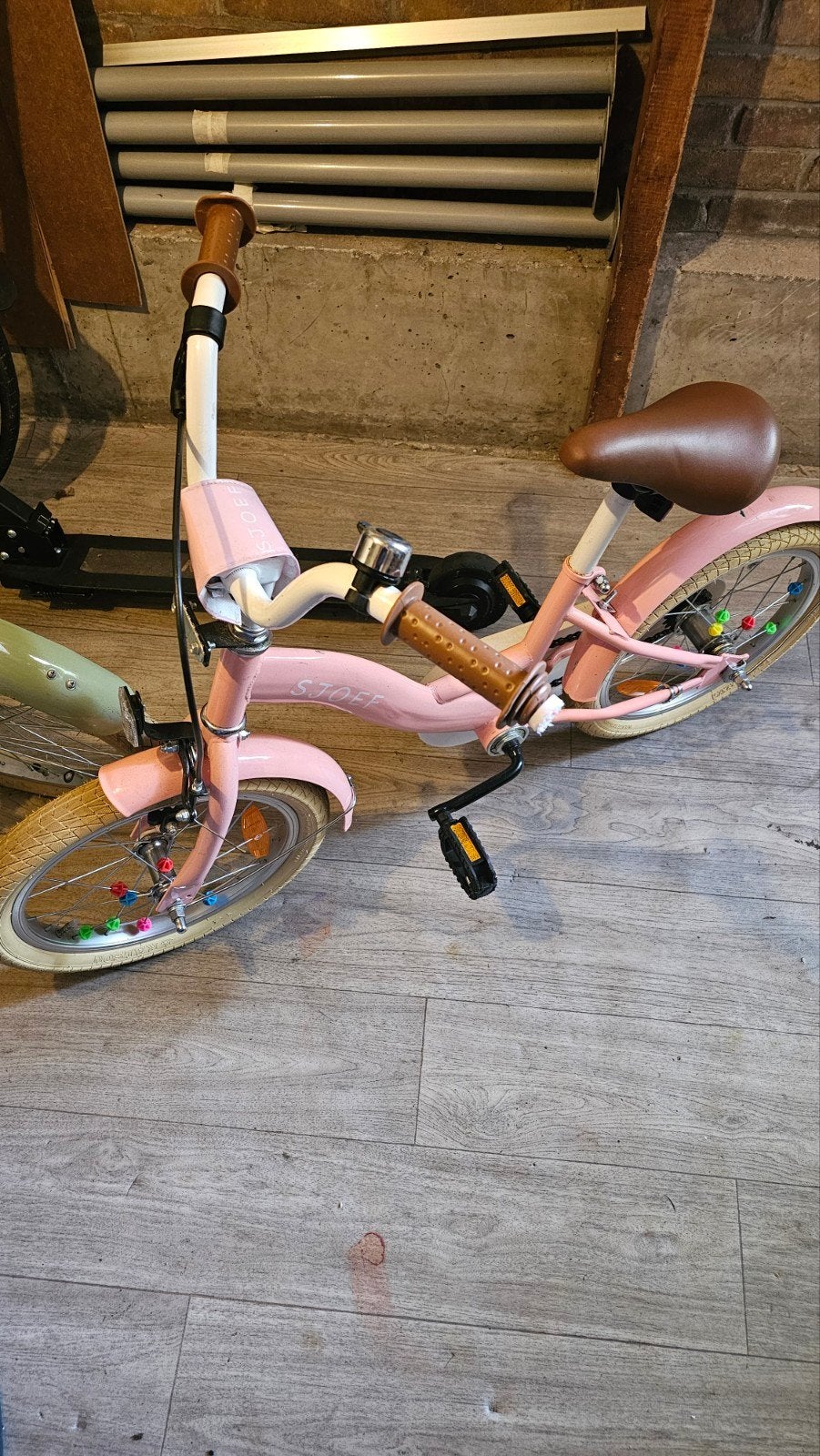 Roze kinderfiets 16 inch, Ophalen, Velgrem, Stoff, 16 tot 20 inch