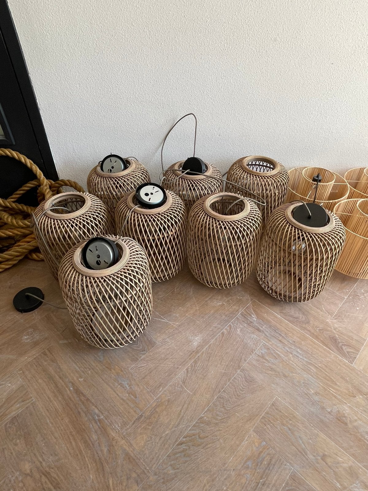 Rattan hanglampen, Ophalen, Zo goed als nieuw