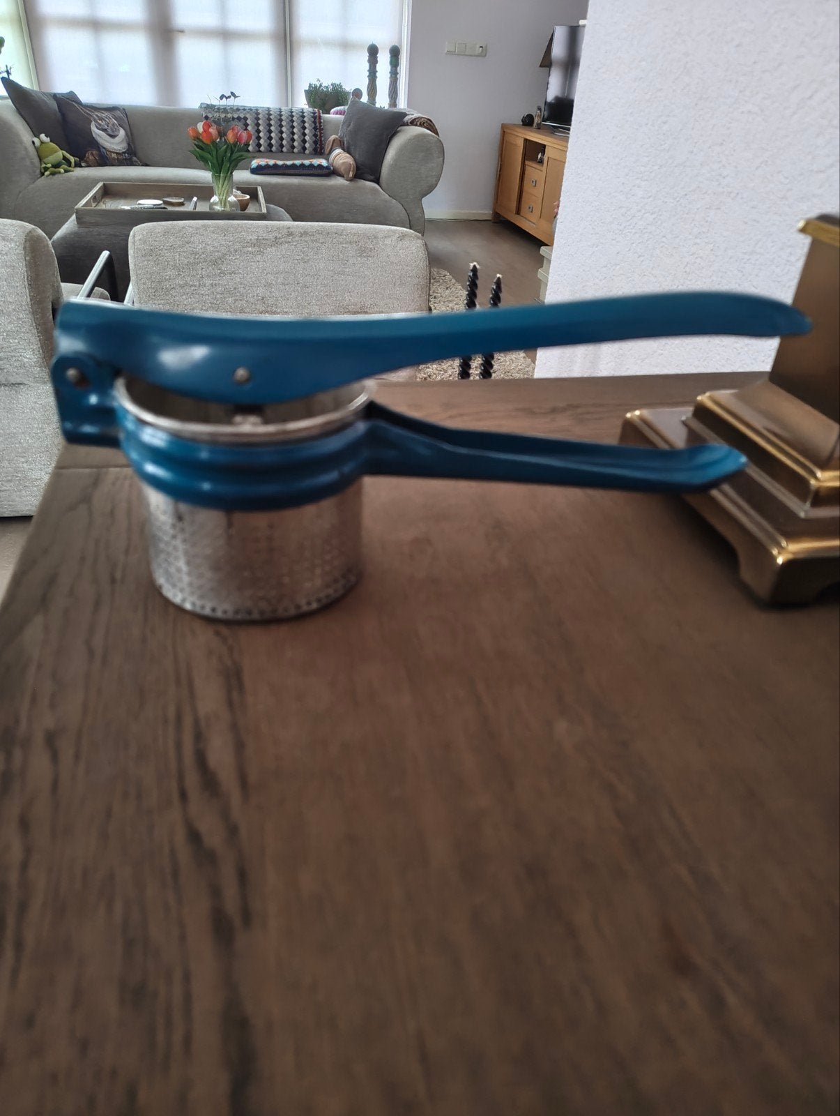 Vintage aardappelpers USSR - Blauw metaal, Ophalen of Verzenden