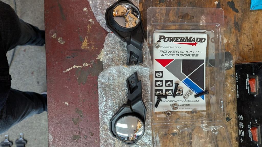 Powermadd spiegels voor in/aan handkappen, Motoren, Ophalen of Verzenden
