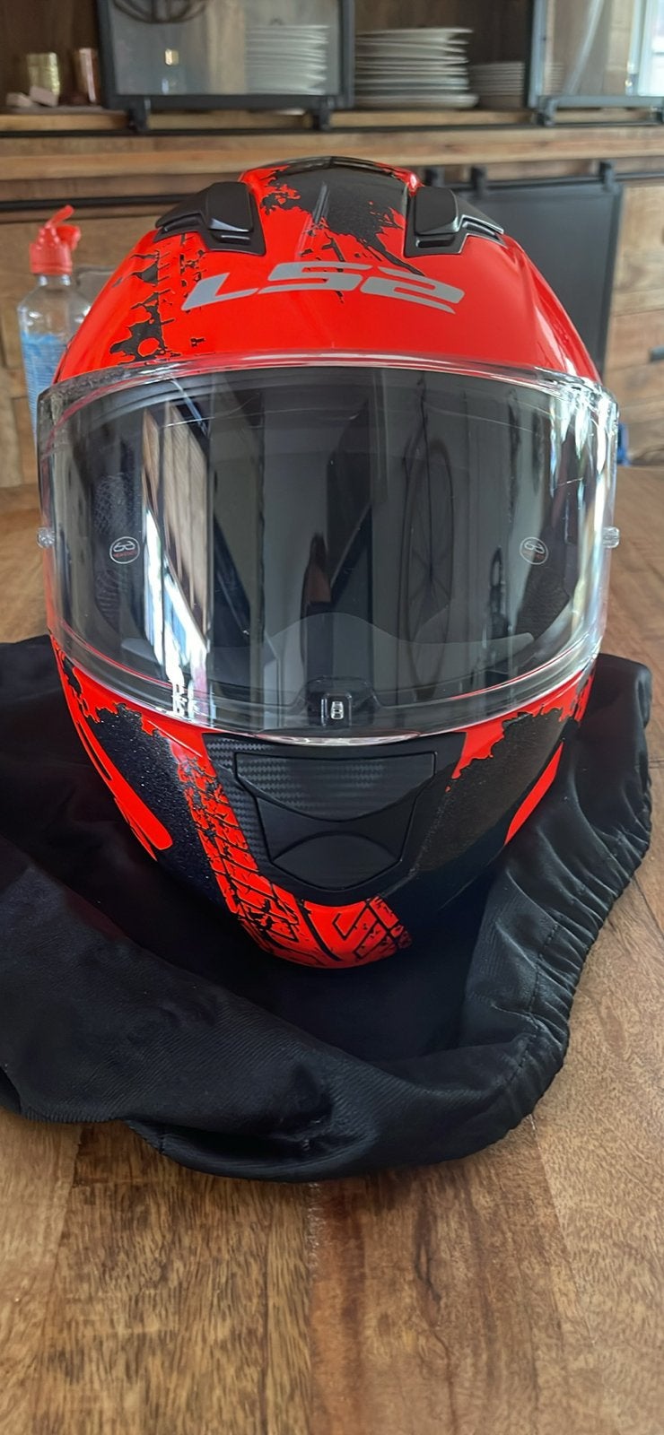 LS2 Integraalhelm - Rood/Zwart Design maat xxs 51-52, M, Kinderen, Integraalhelm, Tweedehands
