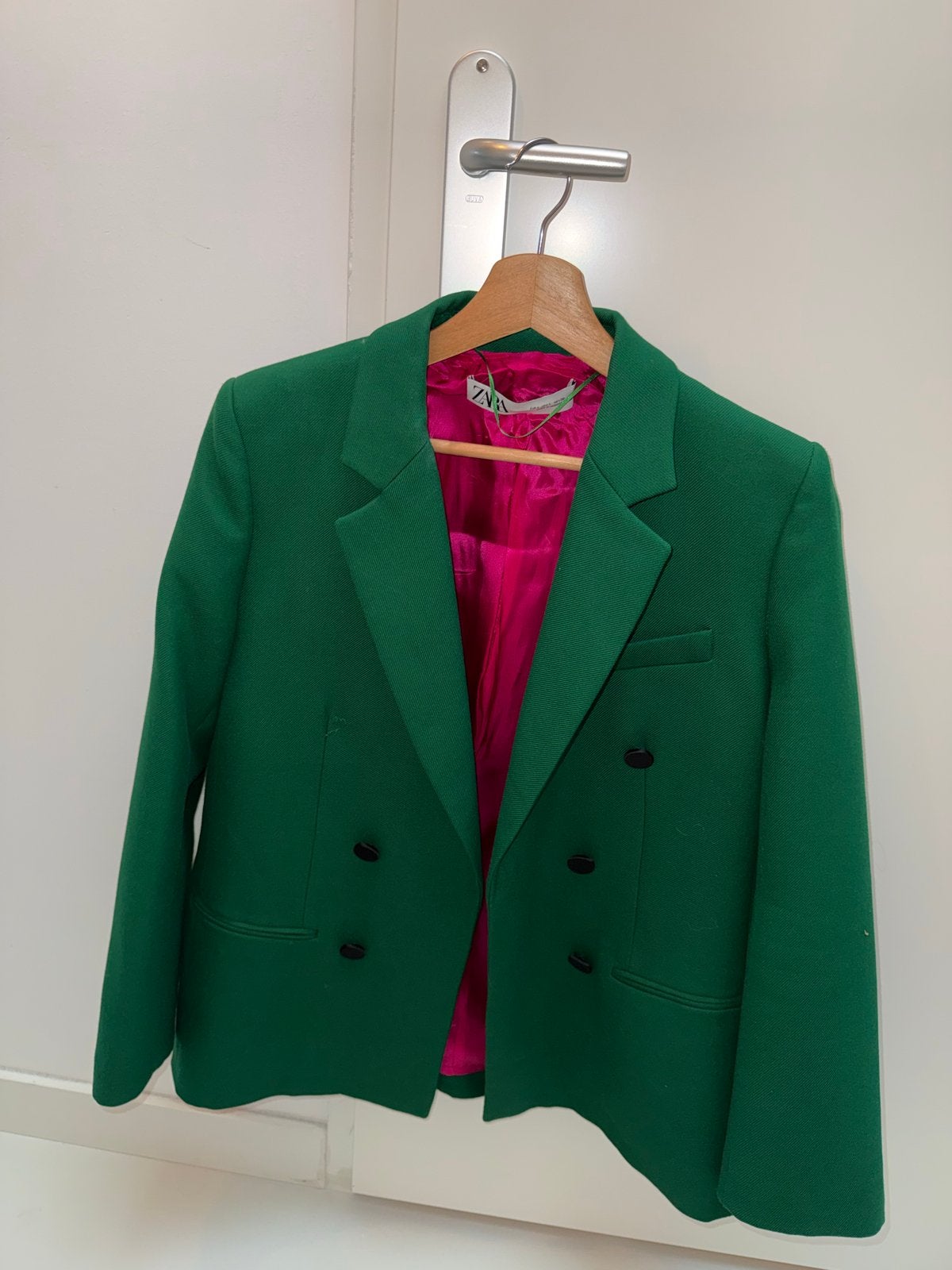 Zara Groen Jasje met Roze Voering - Maat L, Verzenden, Maat 42/44 (L), Zo goed als nieuw, Jasje