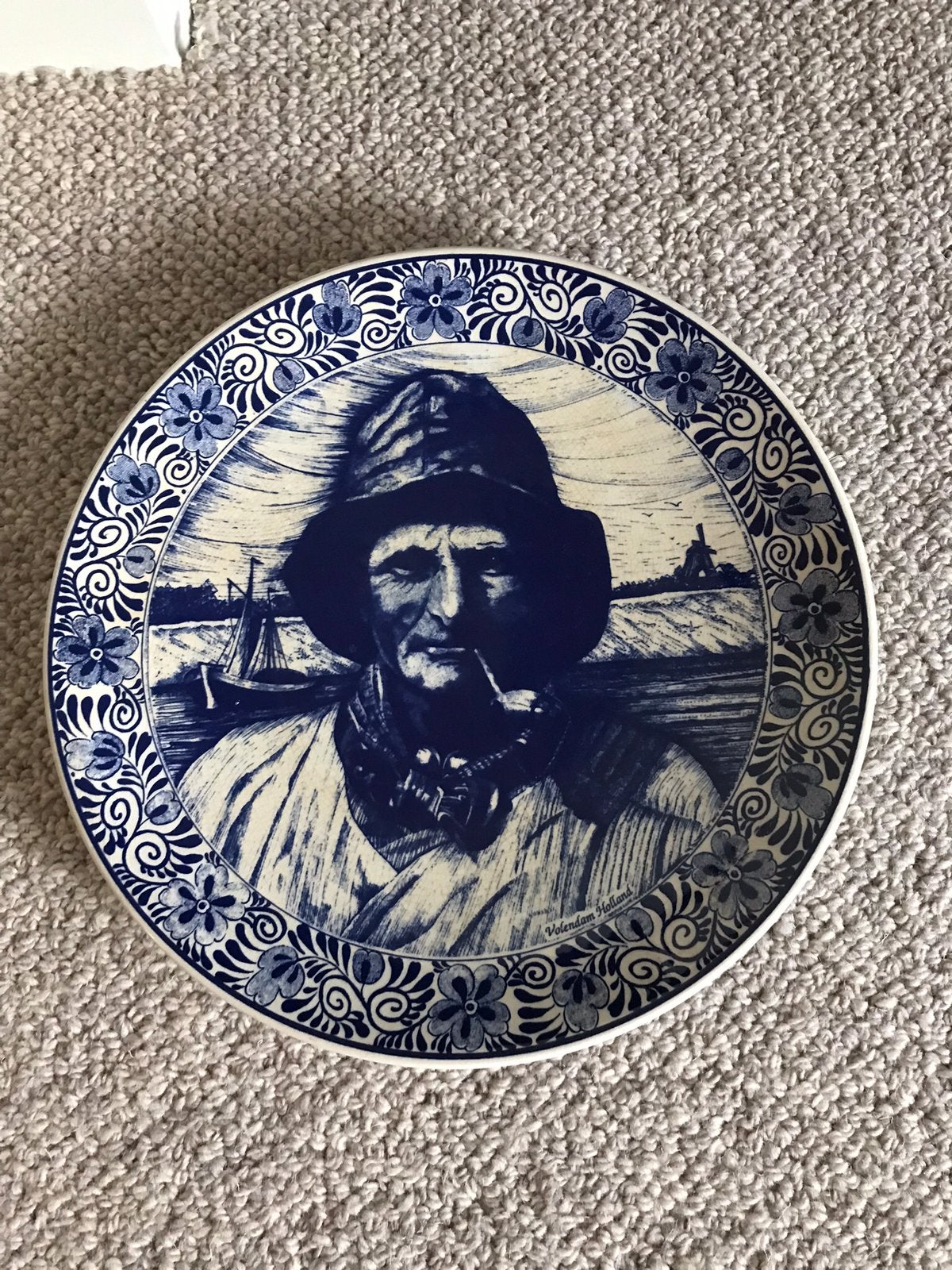 Prachtig Delfsblauw wand/sier bord VOLENDAM VISSER CHEMKEFA, Antiek en Kunst, Ophalen of Verzenden