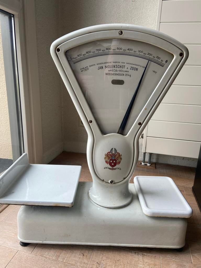 Antieke Jan Molenschot & Zoon Weegschaal 20kg, Ophalen