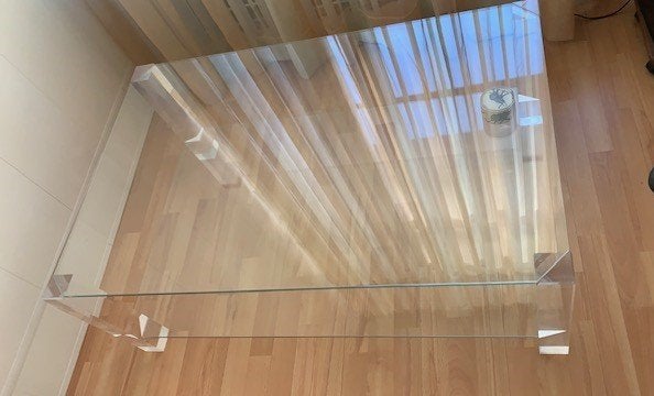 flexiglas salontafel, Huis en Inrichting, Tafels | Salontafels, Ophalen, Kunststof, Gebruikt, 100 tot 150 cm
