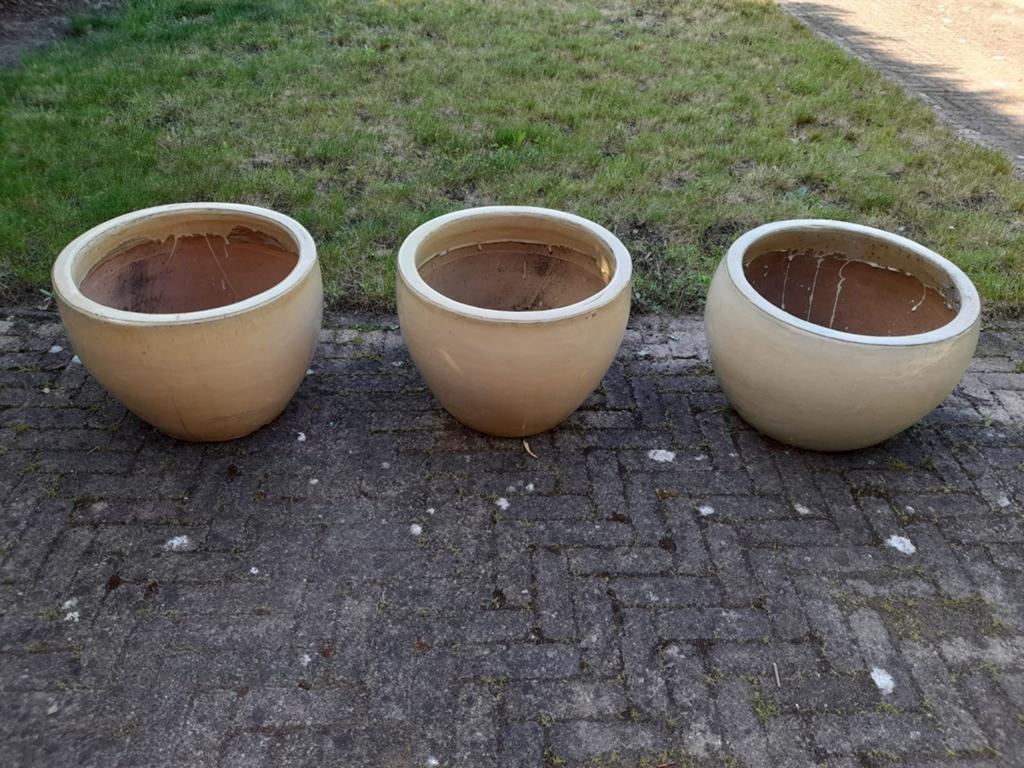 3 buitenpotten, Gebruikt, Rond, Minder dan 40 cm, Tuin