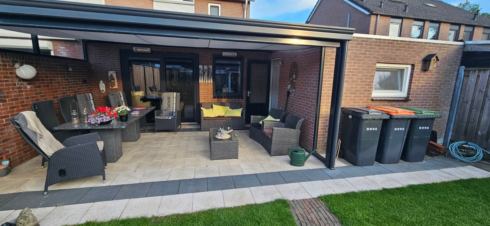 Gecoate terrastegels 40x40x4 cm (beige en zwart), Ophalen, 40 tot 60 cm, 10 m² of meer, Vloertegels