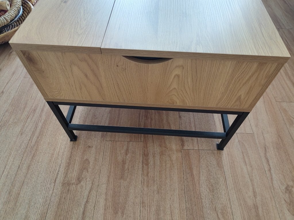 Mooie eiken salontafel Aabenraa (Jysk), Ophalen, 100 tot 150 cm, 50 tot 100 cm, Rechthoekig