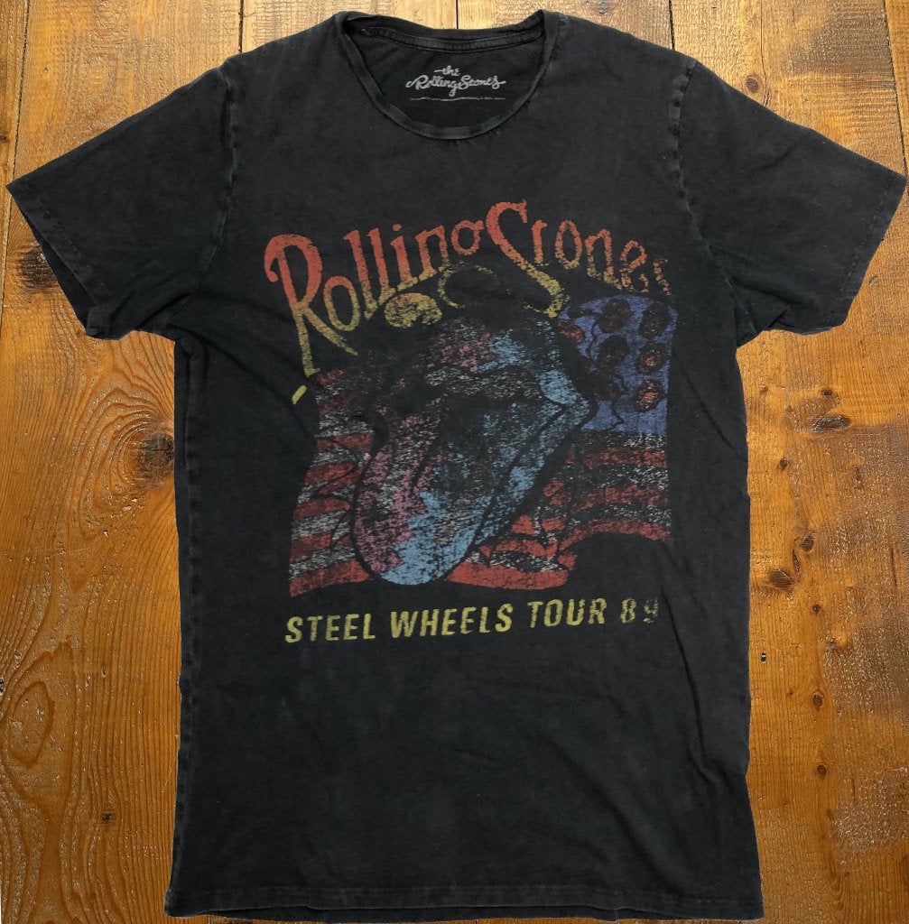 Rolling Stones "Steel Wheels Tour 1989" T-Shirt - XS T-025, Zwart, Onbekend, Onbekend, Onbekend