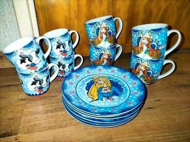 Vrolijke ontbijt set van Just Sam, 14-delig, Holland, nieuw, Nieuw, Ophalen of Verzenden, Overige stijlen, Porselein