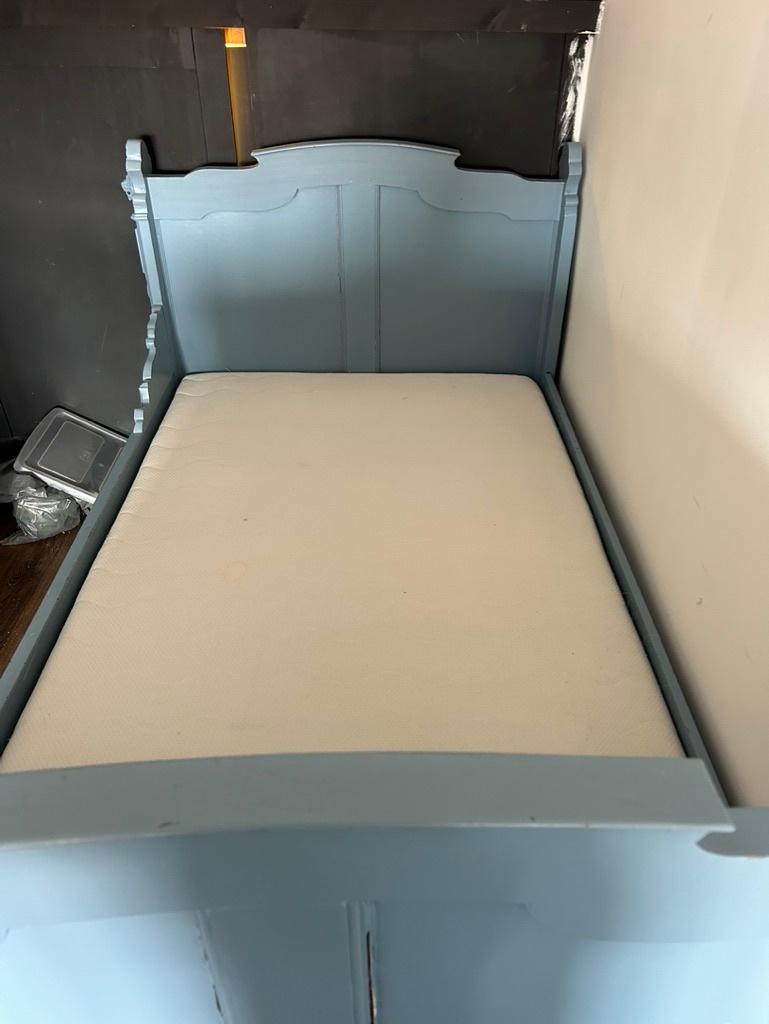 Brocante Frans bed uit 1900, Huis en Inrichting, Slaapkamer | Bedden, Ophalen, Frans belgisch bed uit 1900, Gebruikt, 190 cm of minder