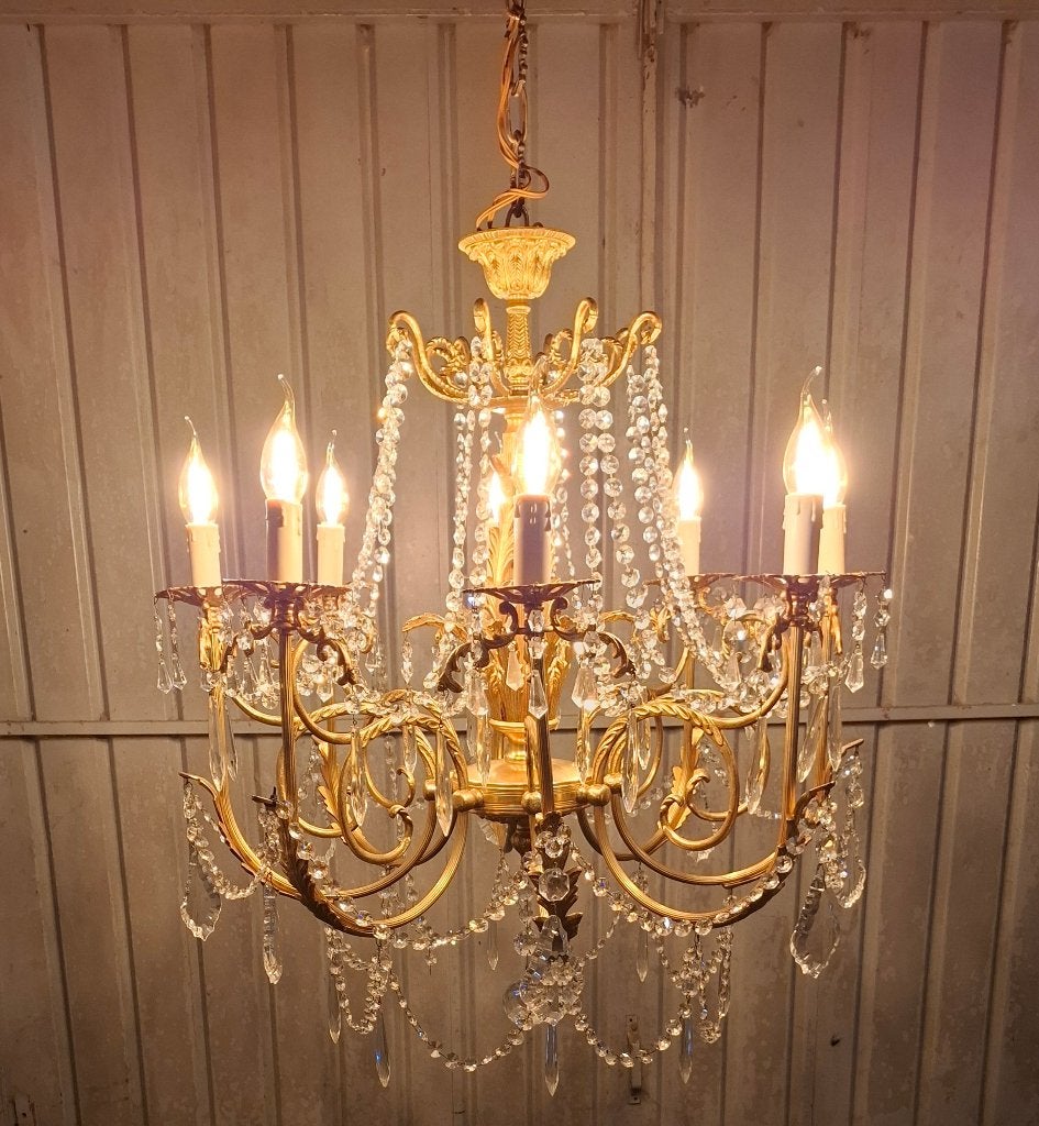 kroonluchter empire stijl, Ophalen, Zo goed als nieuw, Glas, E14 (klein)
