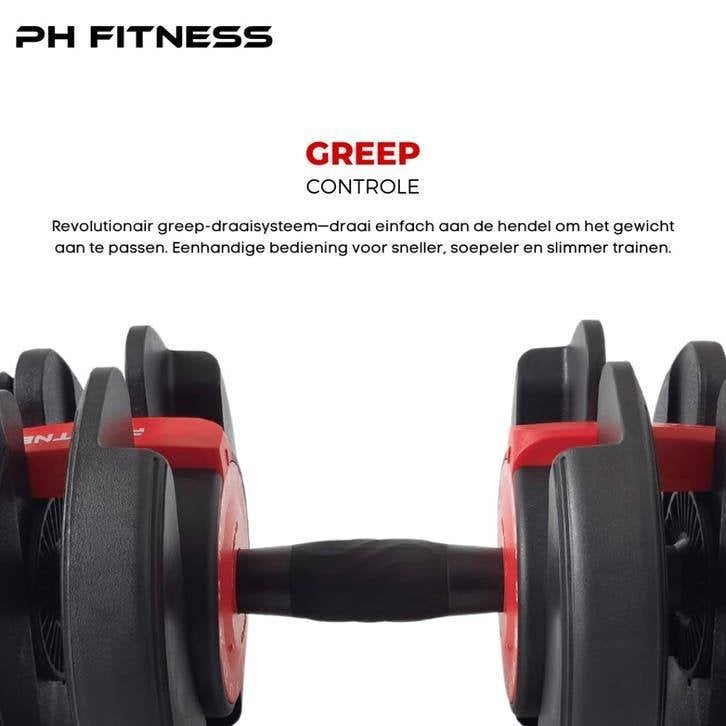 PH Fitness Verstelbare Dumbbells 24KG - Set 2x, Support@phfitness.nl, Ophalen of Verzenden, Zurichstraat 20, 6135 LP Sittard, Nederland
