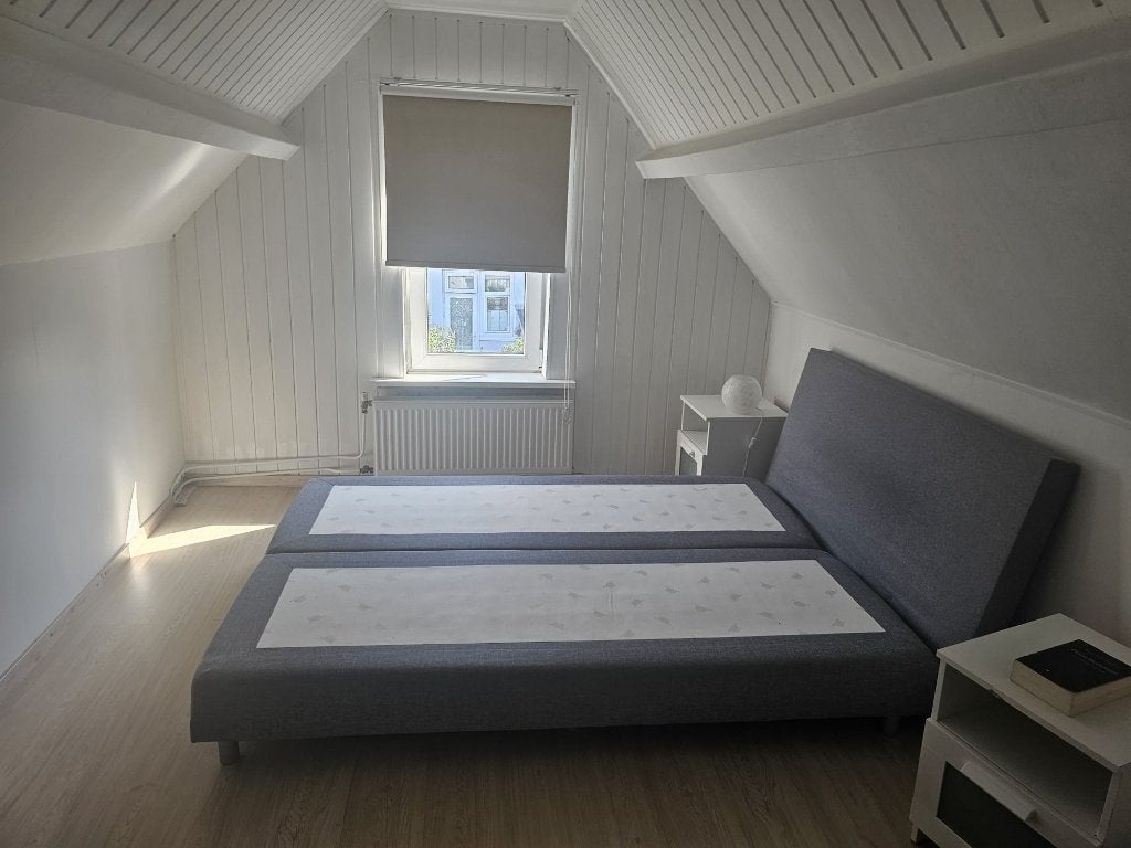Boxspring 140x200 cm met hoofdbord - grijs, Ophalen, Gebruikt, Tweepersoons, 140 cm