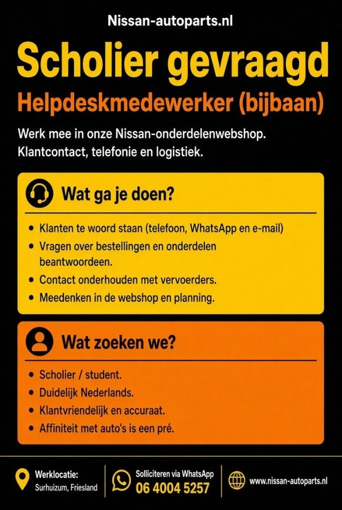 Bijbaan scholier helpdesk | Klantenservice webshop Surhuizum, Variabele uren, Overige niveaus, Starter, Overige vormen