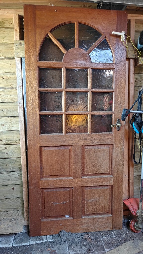 Houten binnendeur + glas. Massief hout. Slechts 12.50 € Deur, Doe-het-zelf en Verbouw, Deuren en Horren, Ophalen, 80 tot 100 cm