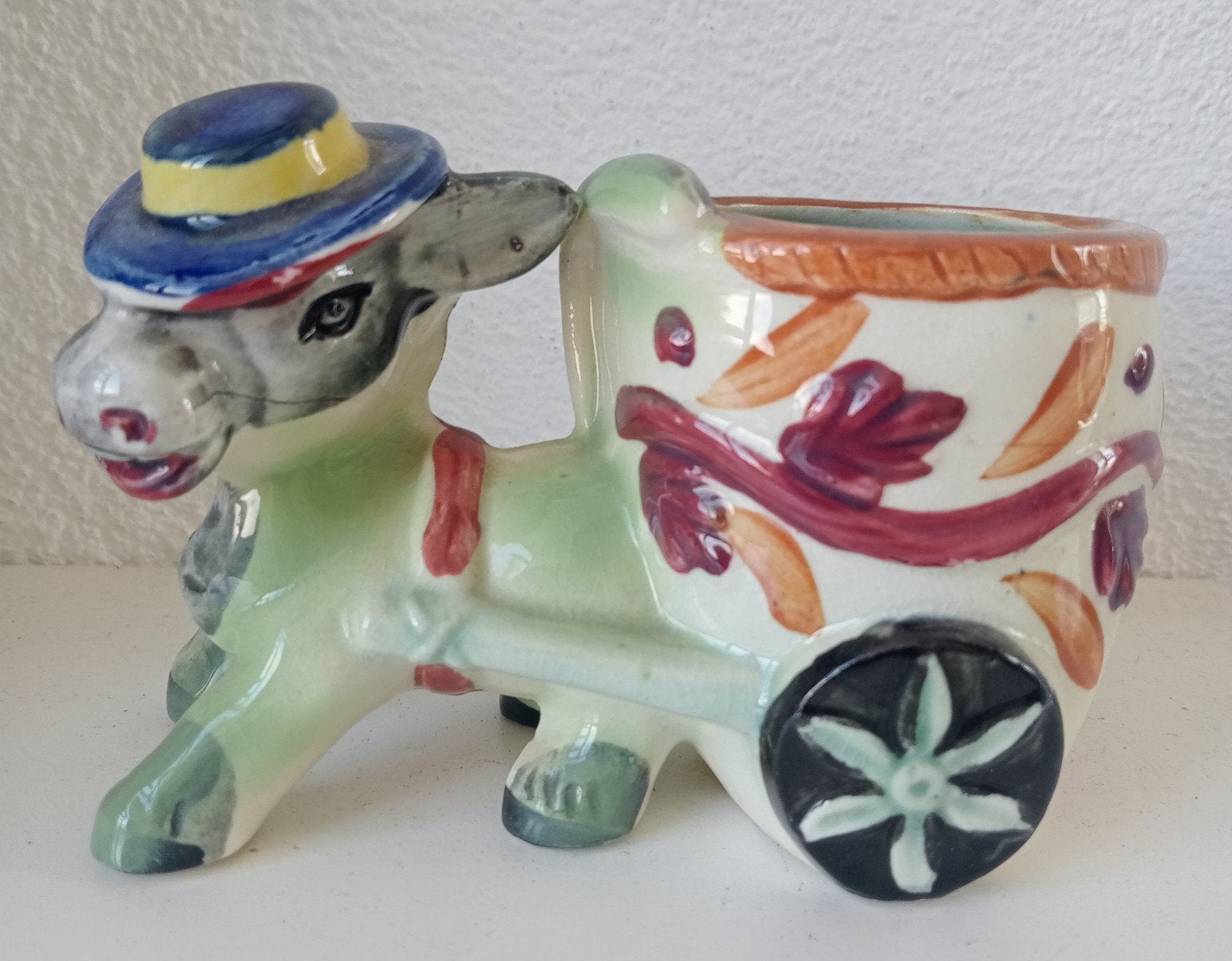Vintage handgeschilderd plantenbakje ezel, jaren 50 - 60, Ophalen of Verzenden