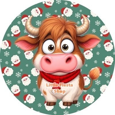 lf1230 ouwel koe kerst 20x4,7cm eetbare cupcake rondjes, Ophalen of Verzenden, Nieuw, Cupcakes, Versiering