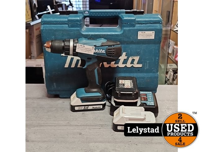 Makita HP457D Boormachine 18V Incl: 3 Accu's & Oplaadstation, Makita, Gebruikt, Support@makita.com, Makita Corporation, 3-11-8, Sumiyoshi-cho, 
Anjo, Aichi 446-8502
Japan