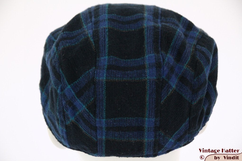 kleine Vintage flatcap Platte pet zwart en blauw geruit 54, 134 t/m 140, Gebruikt, Jongen of Meisje, Ophalen of Verzenden