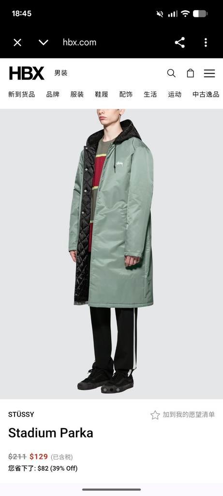 Stüssy lange warme jas met capuchon - Maat L, Maat 52/54 (L), Ophalen of Verzenden, Zo goed als nieuw, Stüssy