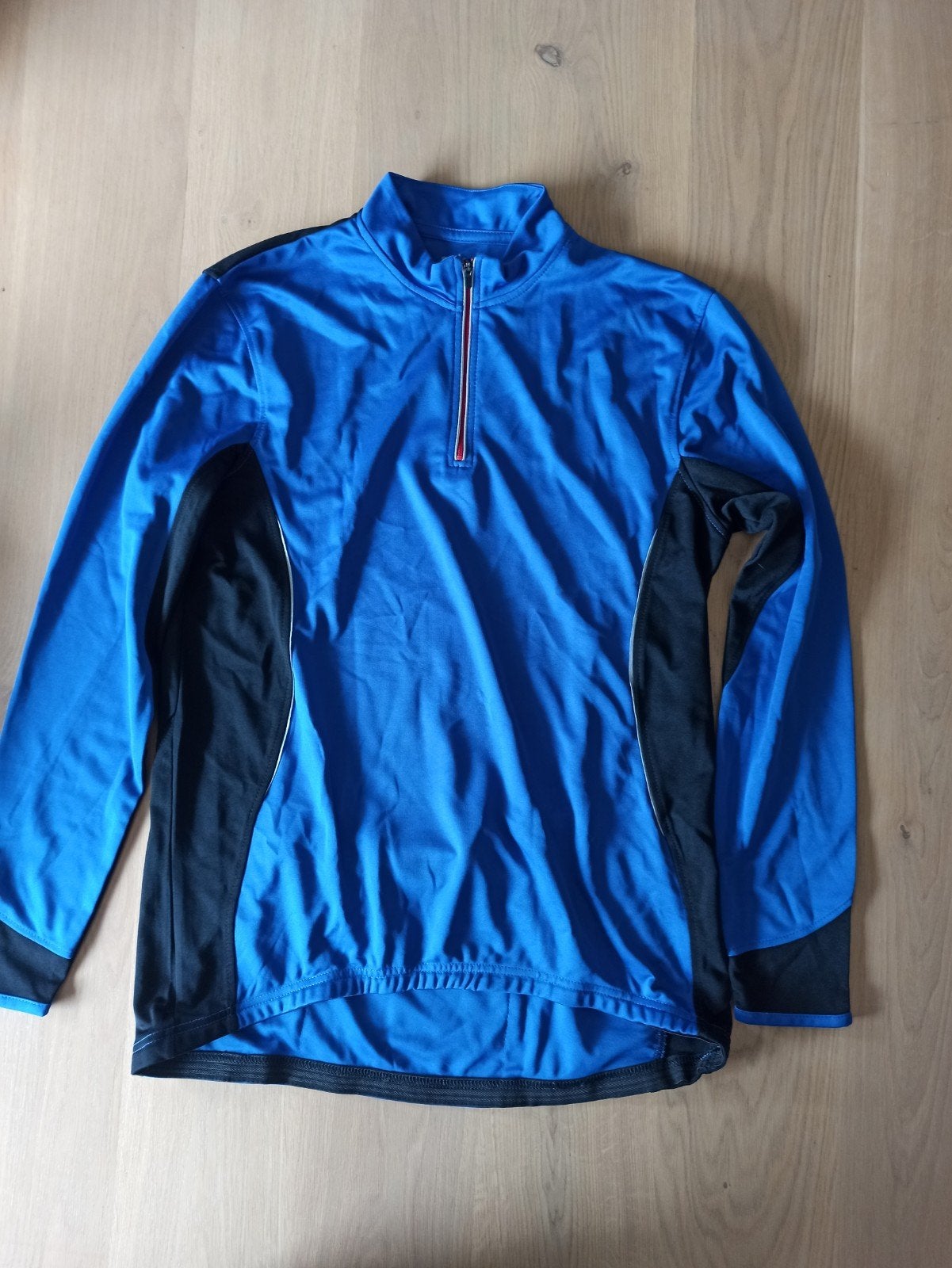 Blauw fiets- of hardloopshirt met lange mouwen, Kleding | Heren, Shamp, Ophalen of Verzenden, Zo goed als nieuw, Hardlopen of Fietsen
