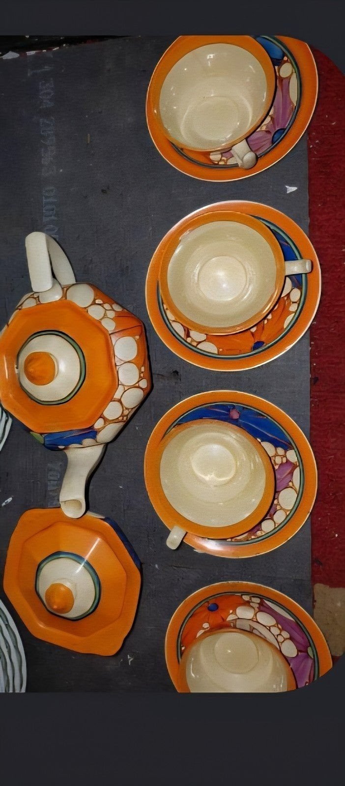 Zeldzaam Clarice Cliff "Cezanne" Art Deco Theeservies (ca. 1, Ophalen