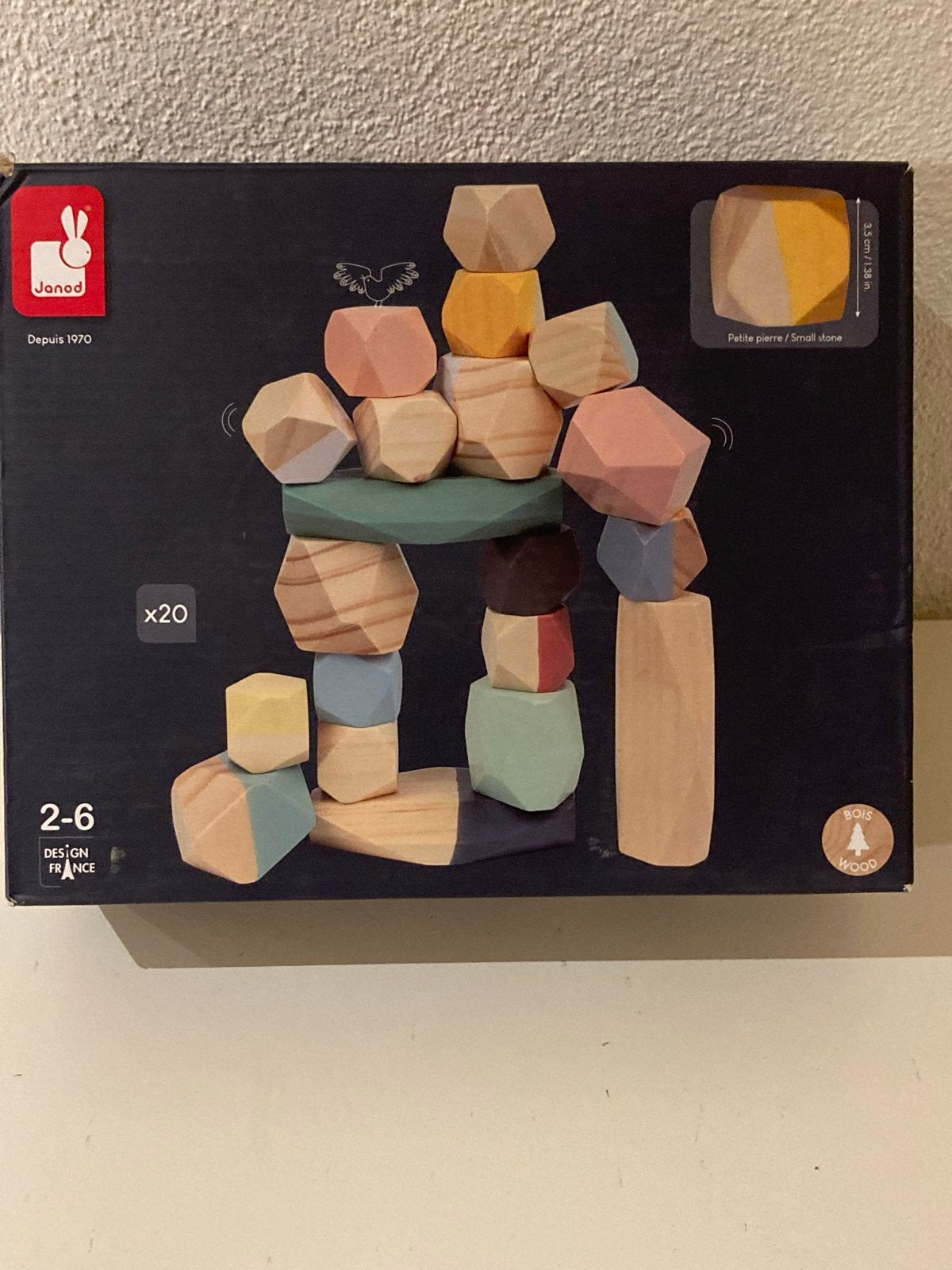 Janod Houten Stapelstenen Sweet Cocoon - 20 stuks Educatief, Ophalen of Verzenden, Zo goed als nieuw, Overige merken