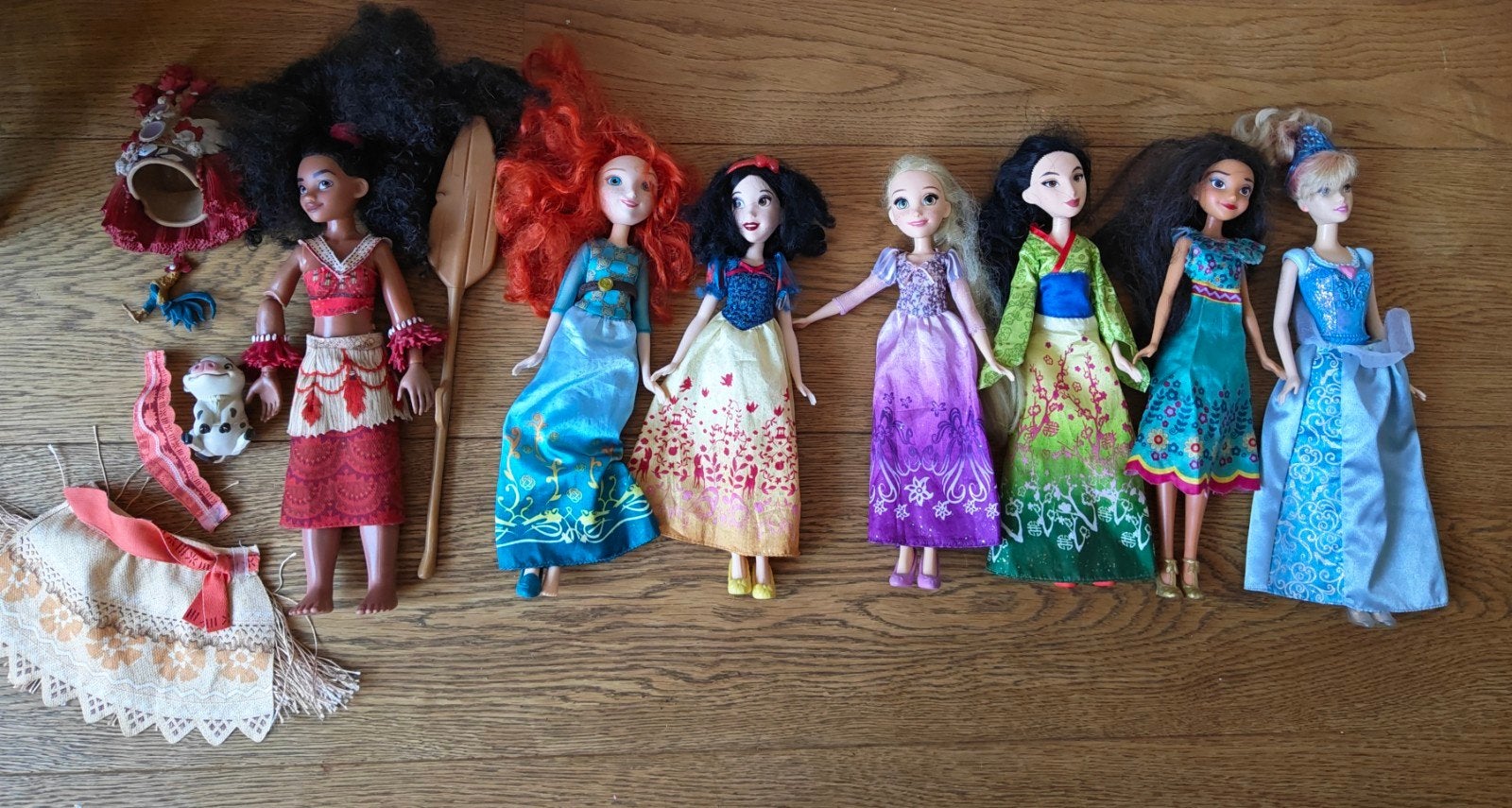 Disney Prinsessen Poppen Set - Sneeuwwitje, Merida, Mulan, Ophalen of Verzenden, Gebruikt, Overige typen