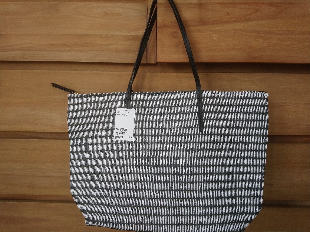 H&M strooien tas shopper zwart-wit - NIEUW, Ophalen, Nieuw, Zwart, Shopper